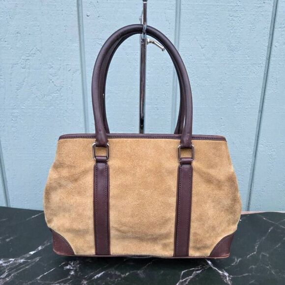 Coach Y2K Hampton Camel Suede & Leather Double Handle Satchel Handbag #7536 - Picture 3 of 11
